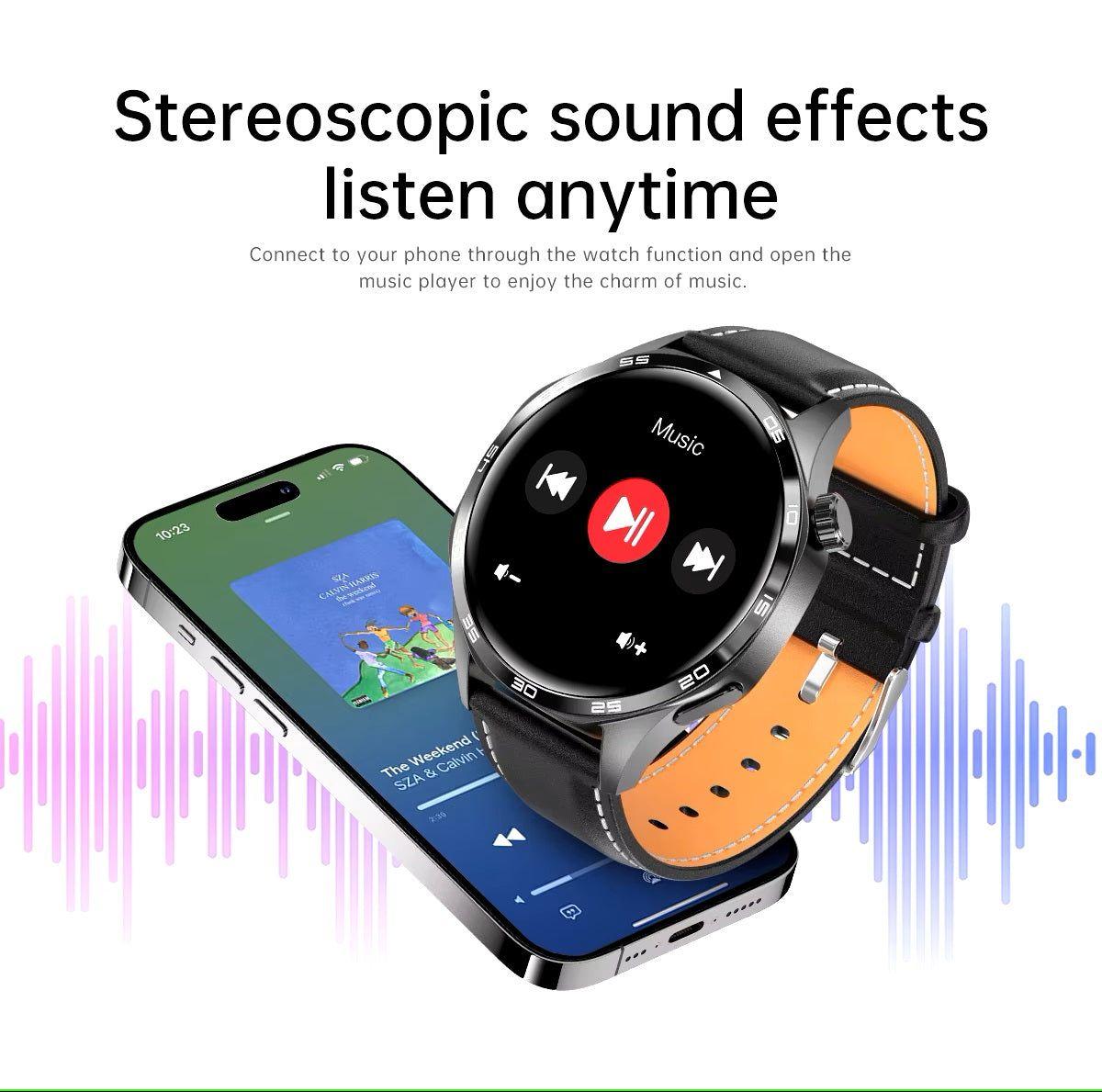 Smartwatch Correa Cuero Monitor de Salud y Deporte 24/7 Notificaciones Compatible-2