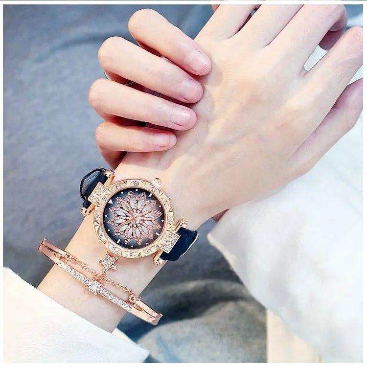 Reloj de lujo Personalizado para Mujeres con Incrustaciones y Pulsera-2