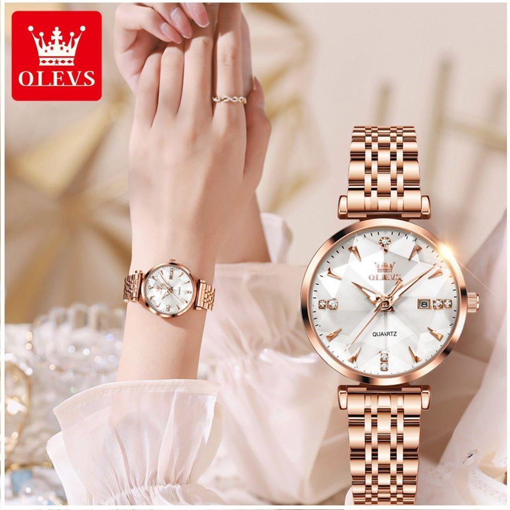 Reloj Cuarzo Mujer – Esfera Dorada – verde-4