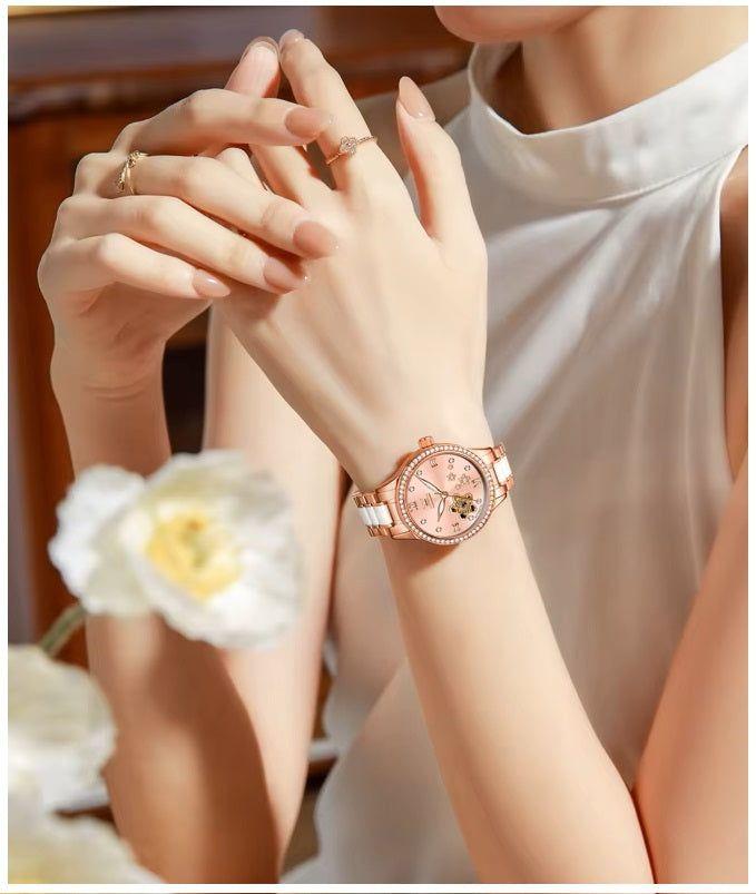 Reloj automático mujer 32 mm con diseño floral-2