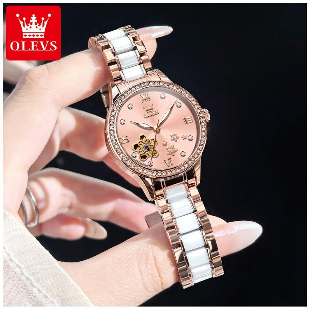 Reloj automático mujer 32 mm con diseño floral-4