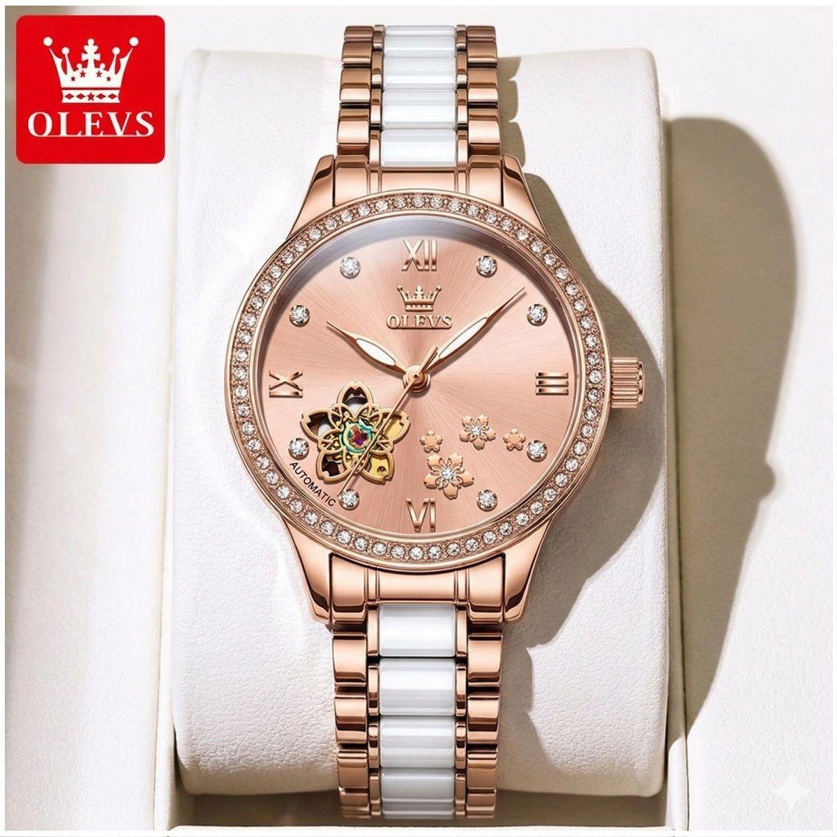 Reloj automático mujer 32 mm con diseño floral-5