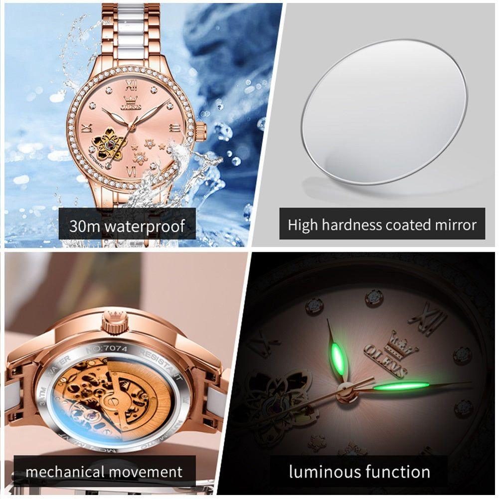 Reloj automático mujer 32 mm con diseño floral-6