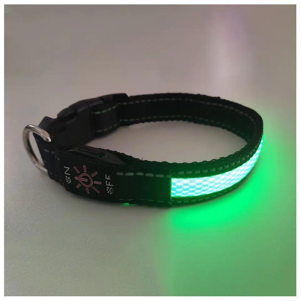 Collar LED USB para mascotas talla S verde-4