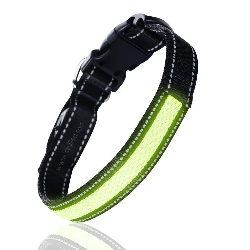 Collar LED USB para mascotas talla S verde-5
