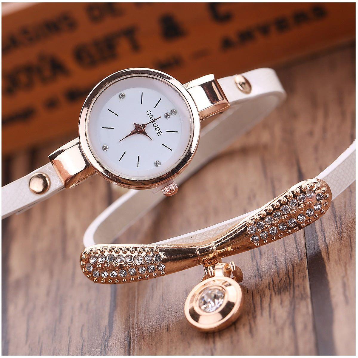 Reloj de cuarzo para mujer con pulsera – Blanco-8