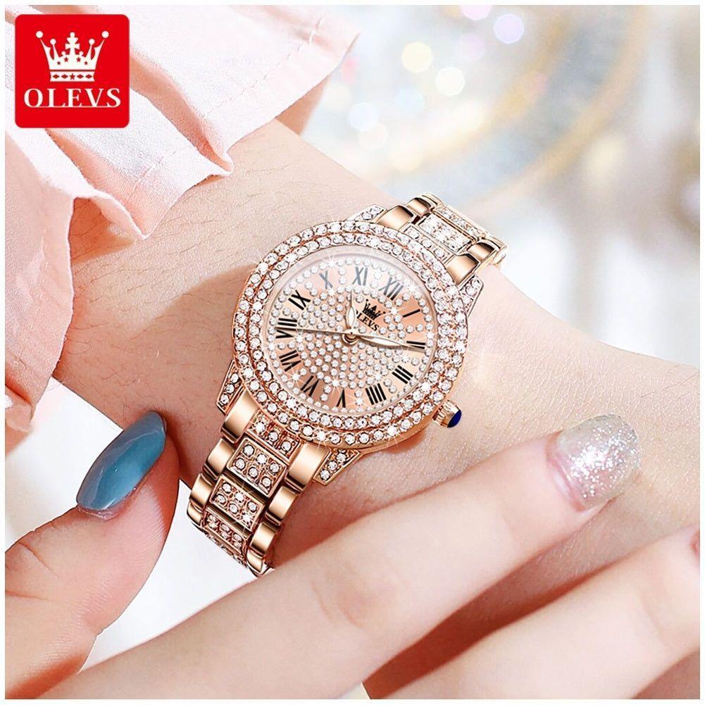 Reloj cuarzo mujer con cristales y acero-9