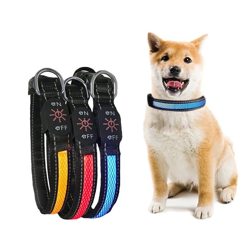 Collar LED USB para mascotas talla S azul-9