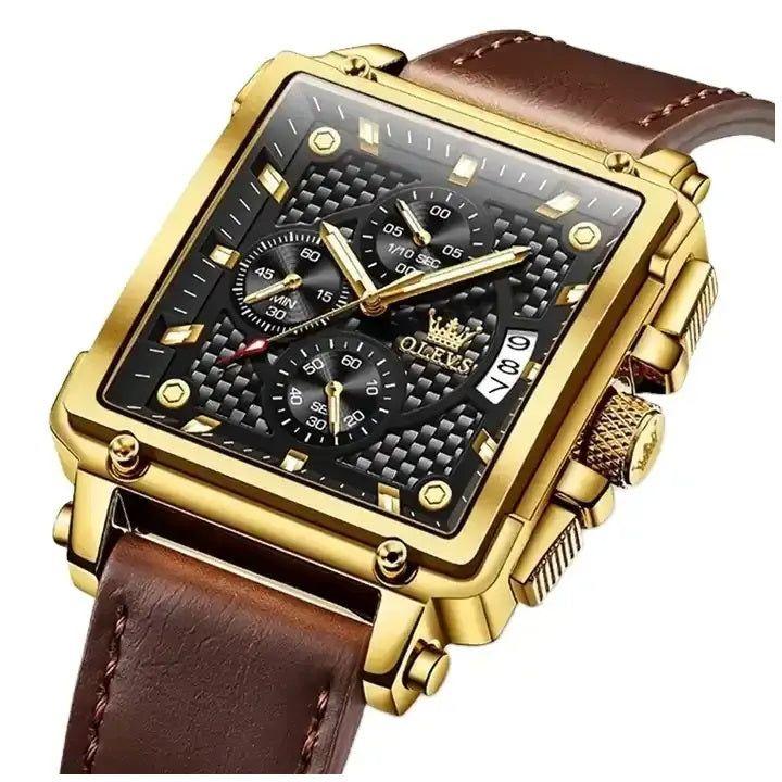 Reloj Cronógrafo Cuadrado de Lujo Hombre Diseño Deportivo y Elegante-1
