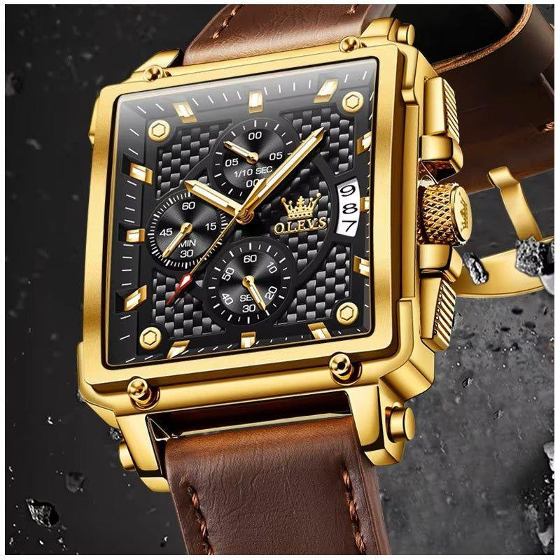 Reloj Cronógrafo Cuadrado de Lujo Hombre Diseño Deportivo y Elegante-5