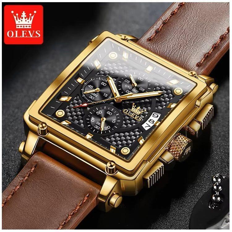 Reloj Cronógrafo Cuadrado de Lujo Hombre Diseño Deportivo y Elegante-6