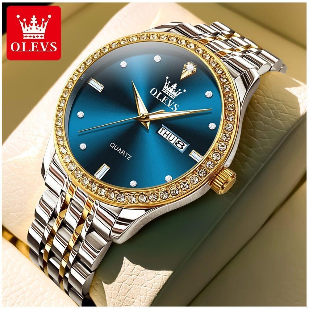 Reloj cuarzo hombre con esfera azul y acero-6