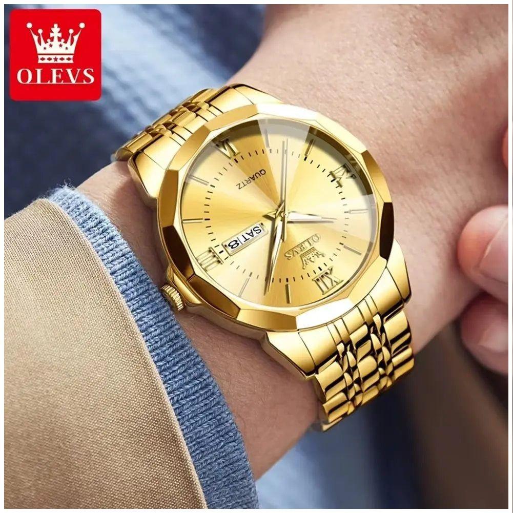 Reloj Dorado de Acero Inoxidable para Hombre Estilo Lujo y Deportivo-2