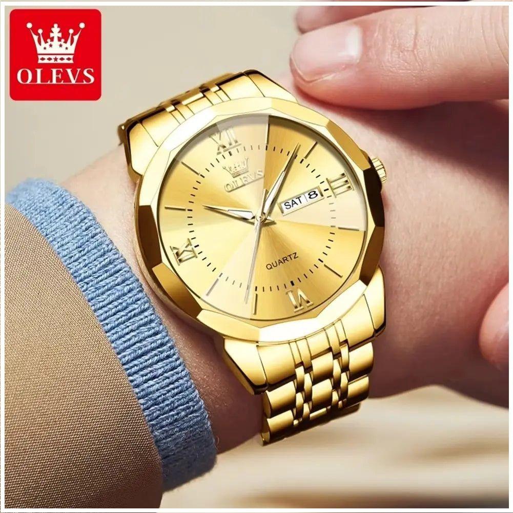 Reloj Dorado de Acero Inoxidable para Hombre Estilo Lujo y Deportivo-5