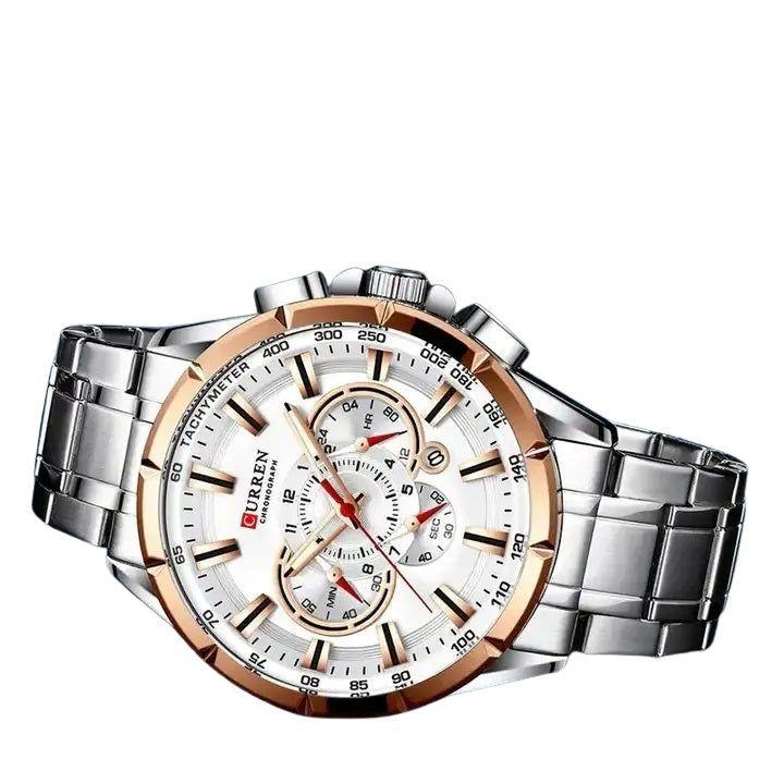 Reloj Hombre Elegante Curren Acero Inoxidable Cuarzo Cronógrafo-0