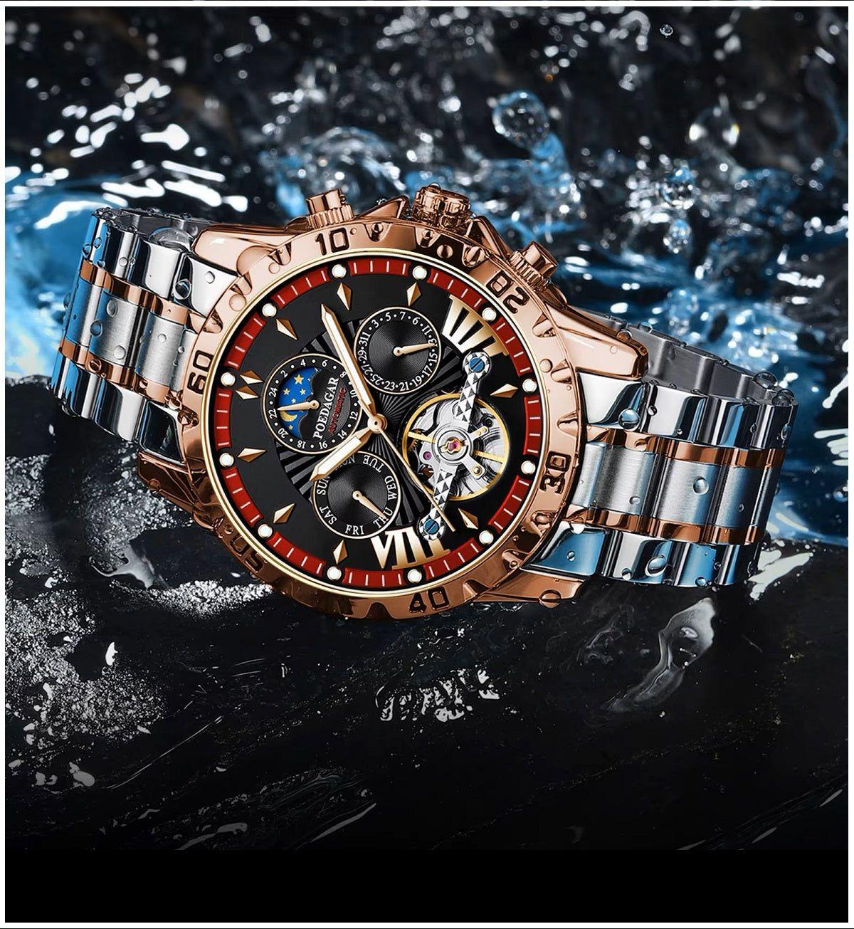 Reloj Automático de Lujo para Hombre Mecánico Impermeable 3ATM-5