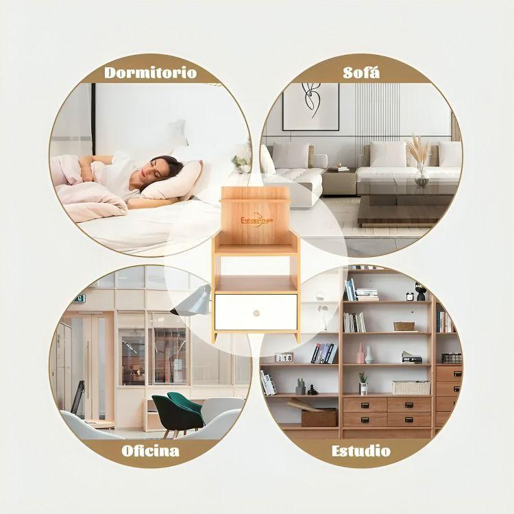 Velador Mesa De Noche 3 Niveles Con Cajon-5