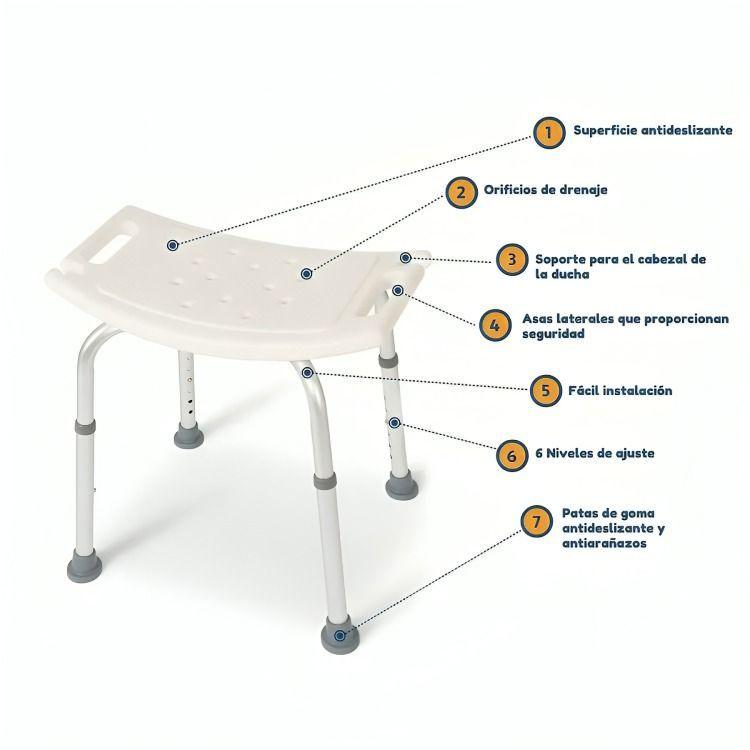 Silla Asiento De Ducha Seguridad Antideslizante Regulable-2