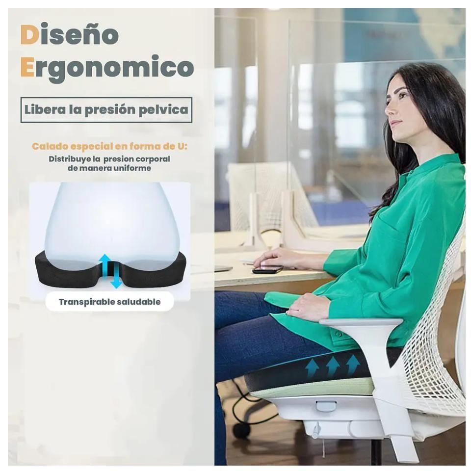 Cojín Asiento Memory Foam Y Gel Ortopédico Coxis Ergonomico-2