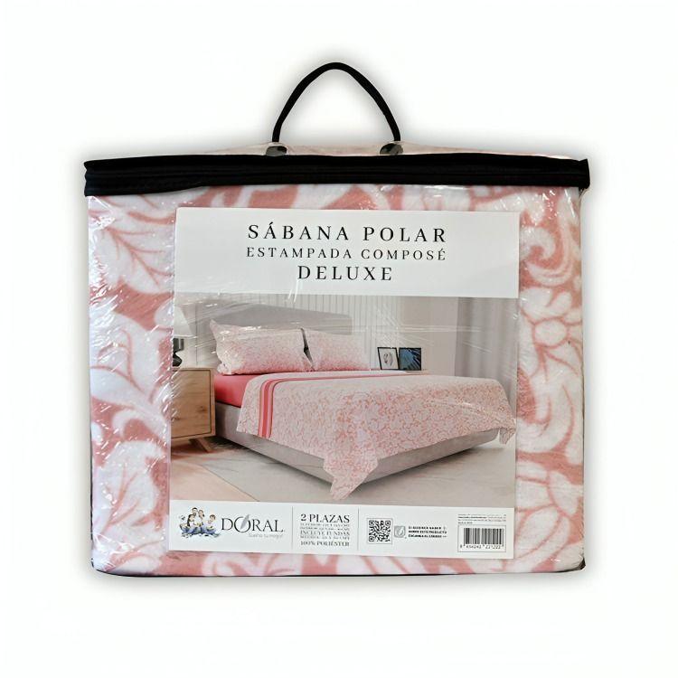 Sábanas de Polar Composé King / Hojas Coral Blanco – Doral-0