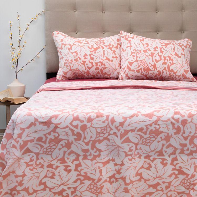 Sábanas de Polar Composé King / Hojas Coral Blanco – Doral-1
