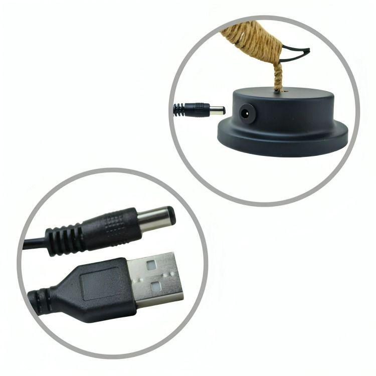 Lámpara LED Media Luna con Cáñamo y Colgante Bola-3