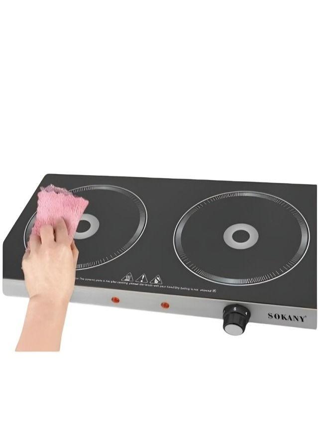 COCINA ELECTRICA 2 HORNILLA NEGRA VITROCERAMICA SOKANY SK-224-1