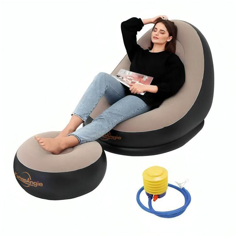 Sofá Tumbona Inflable Puff Inflable Reposa Pies + Inflador-0