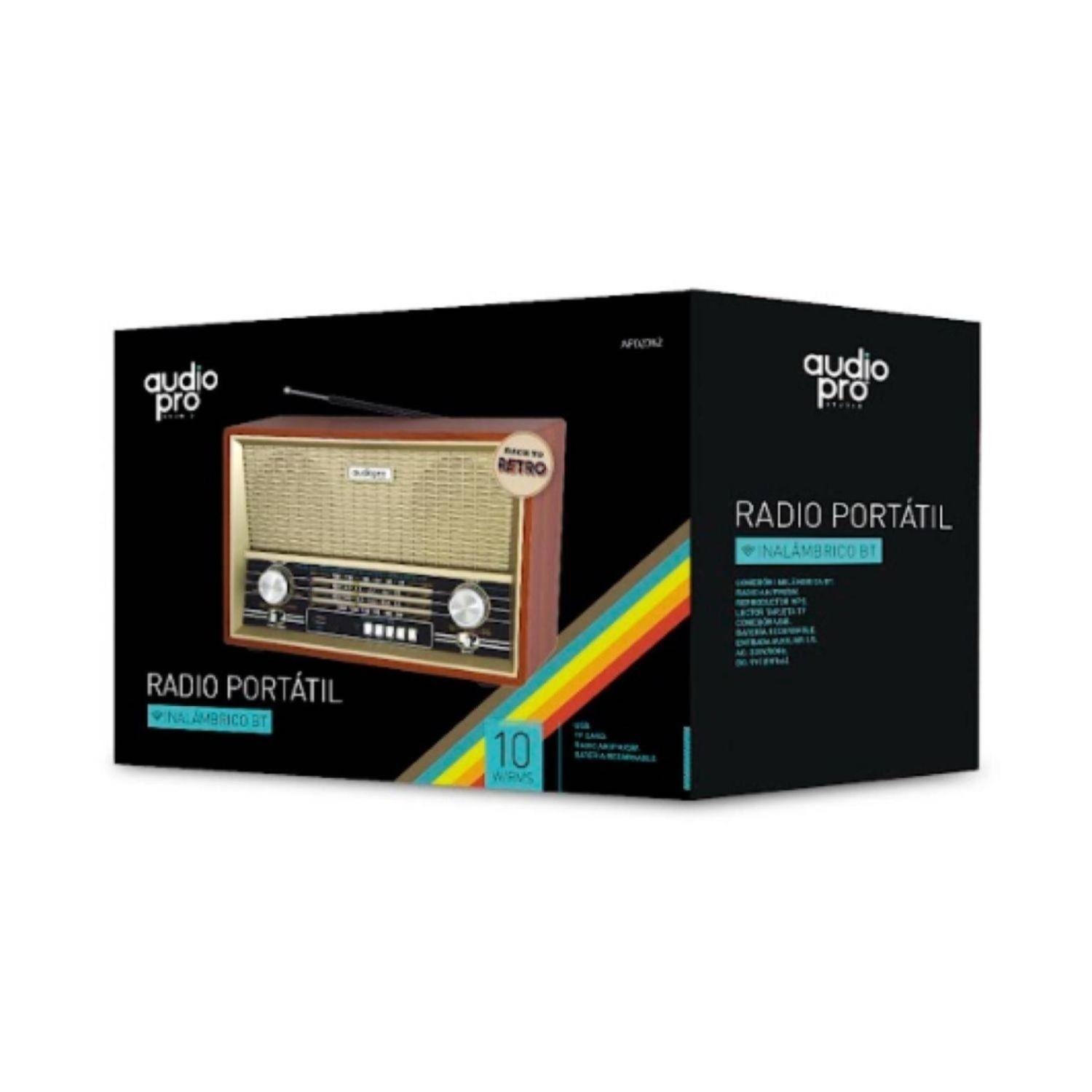 RADIO RETRO PORTATIL BLUETOOTH FM-USB-SD RECARGABLE AUDIOPRO-1