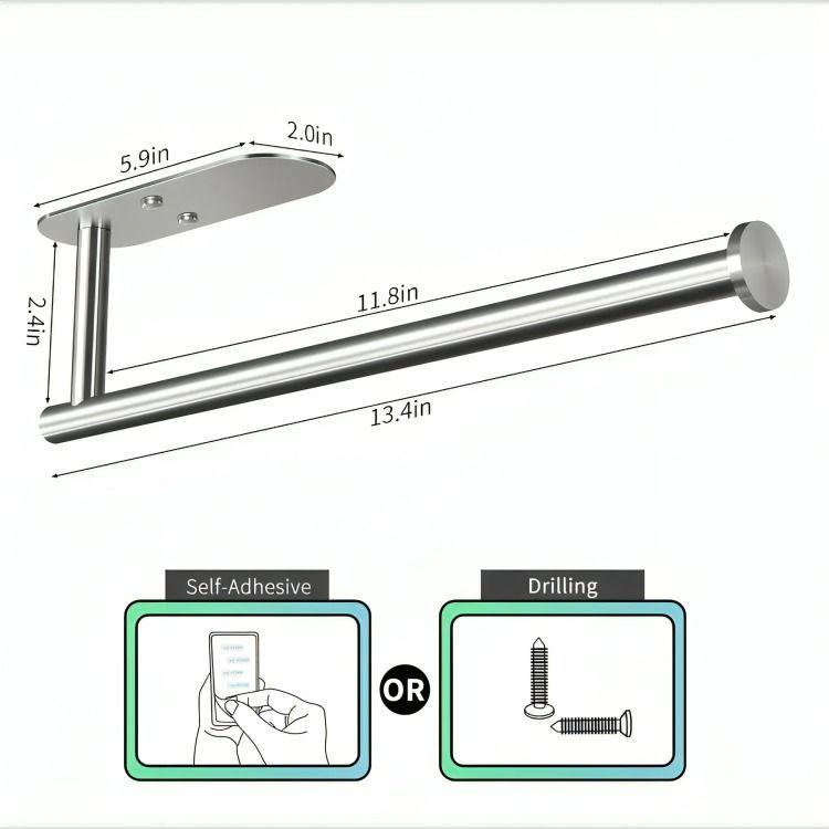 Portarollos Toalla De Papel Nova De Acero Inox Autoadhesivo-2