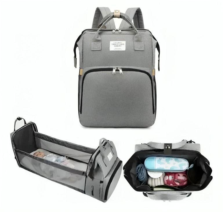 Bolsa Mochila De Pañales Para Mamá Cama De Bebé Plegable-1