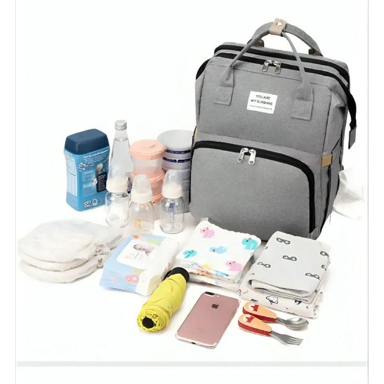 Bolsa Mochila De Pañales Para Mamá Cama De Bebé Plegable-2