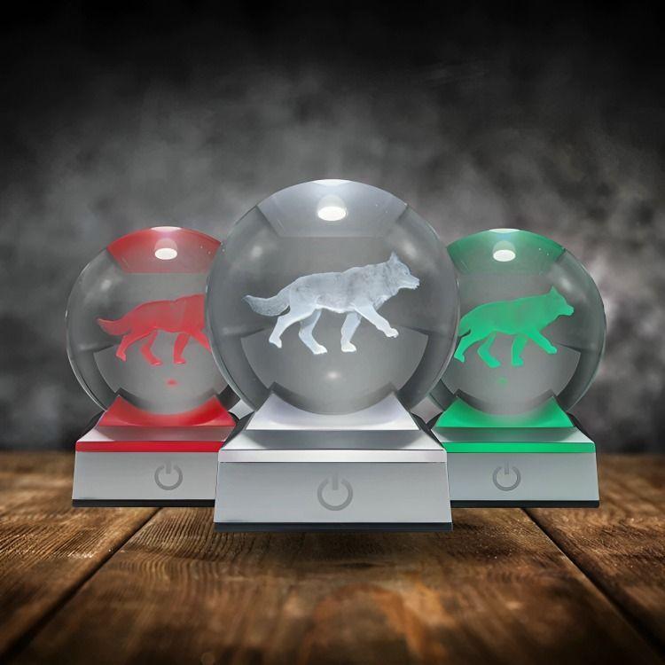 Bola de Cristal LED RGB Diseños 3D Multicolor Lobo-2