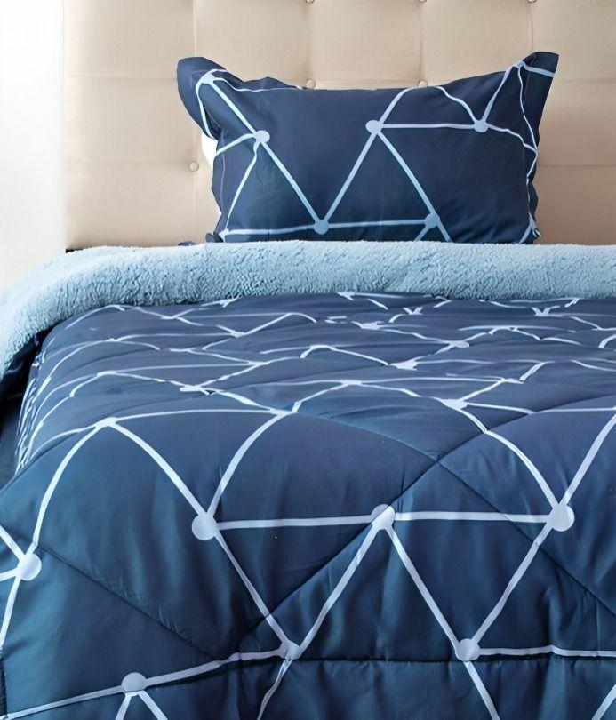 Plumón Estampado Deluxe Sherpa 1,5 Plazas / Triángulos Azules – Doral  -2
