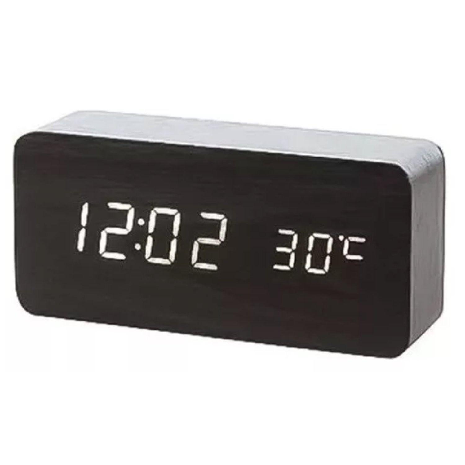 RELOJ DIGITAL DESPERTADOR TEMPERATURA WOONDE NEGRO-0