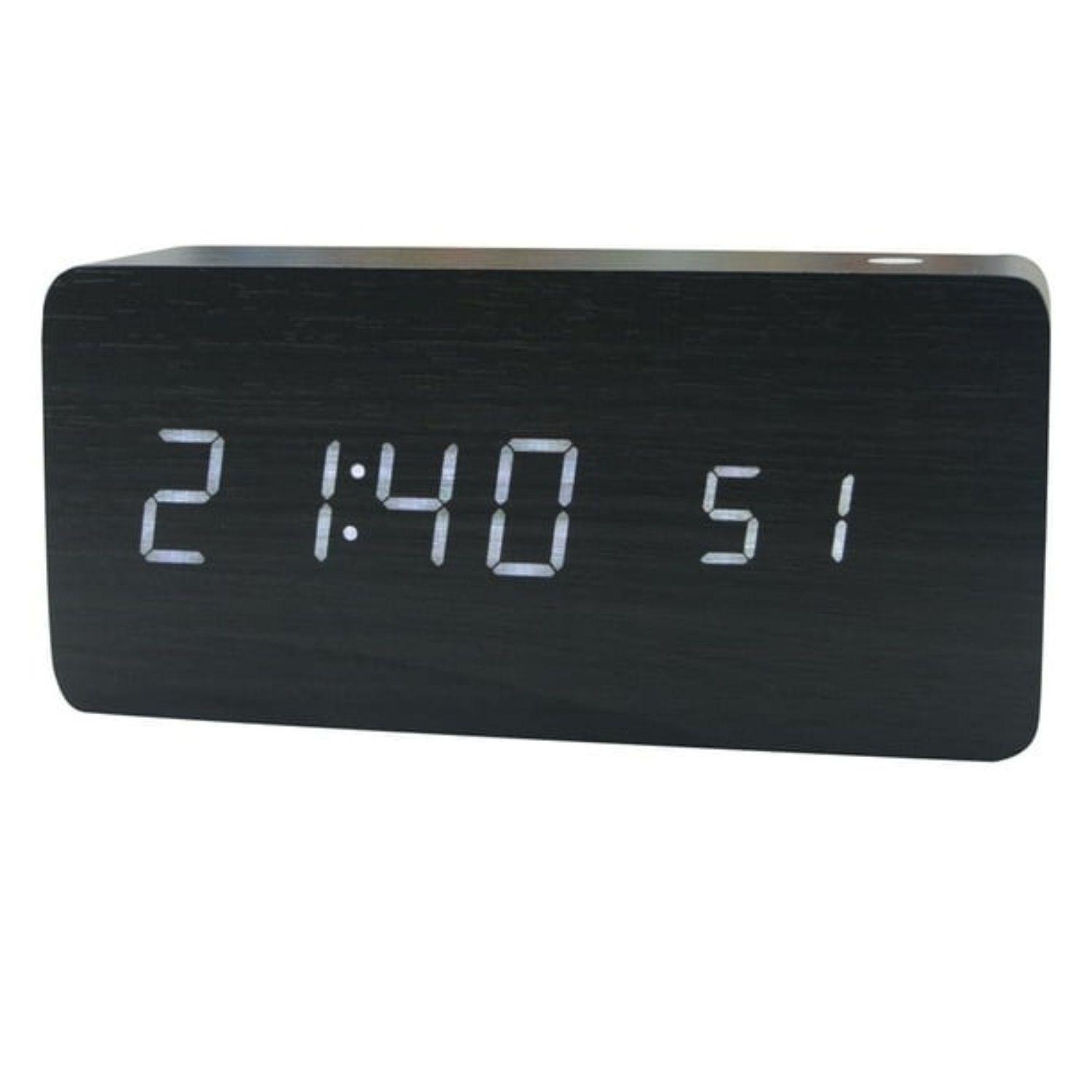 RELOJ DIGITAL DESPERTADOR TEMPERATURA WOONDE NEGRO-1