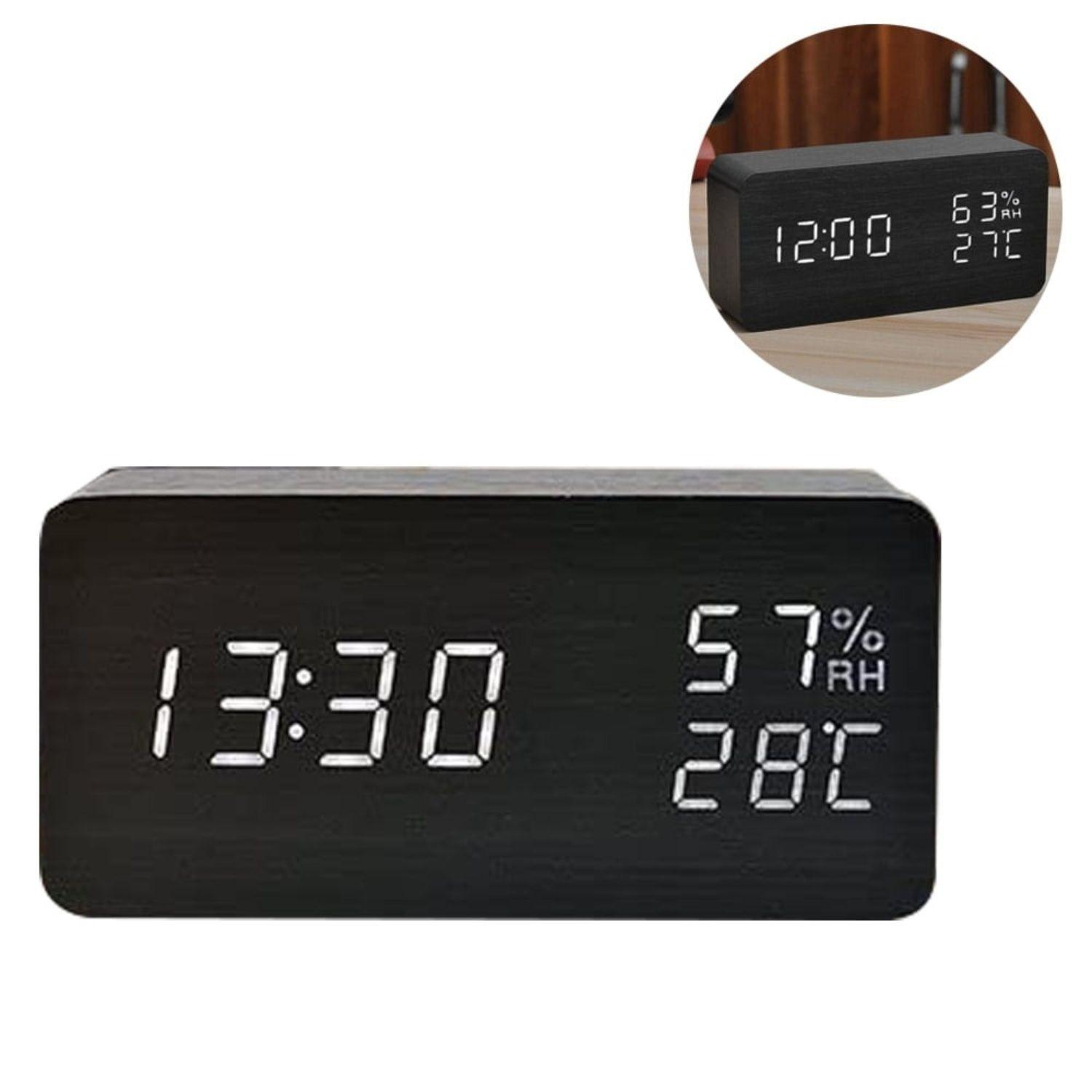 RELOJ DIGITAL DESPERTADOR TEMPERATURA WOONDE NEGRO-2