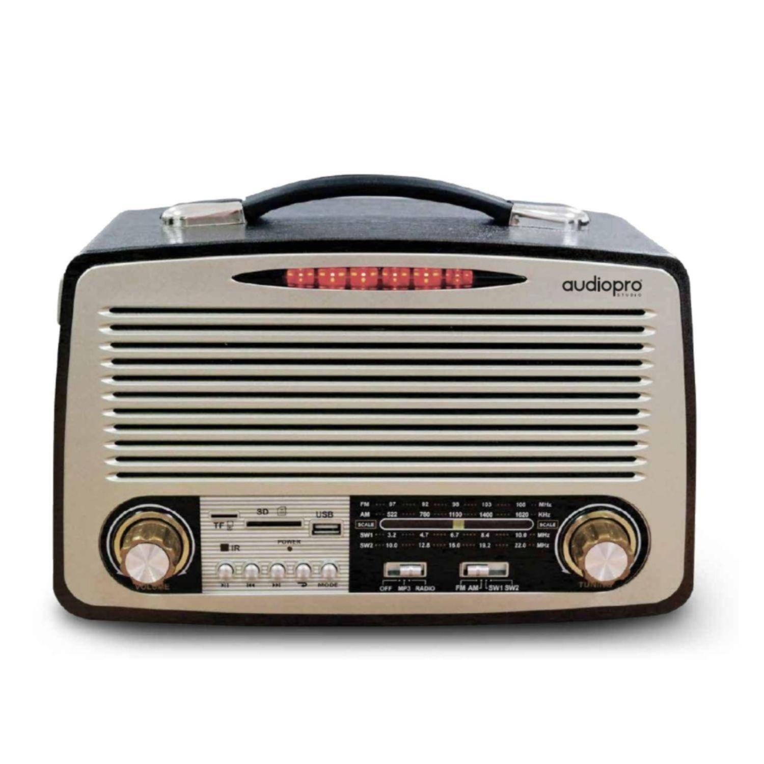 RADIO RETRO PORTATIL BLUETOOTH-FM-USB-SD RECARGABLE AUDIOPRO-0