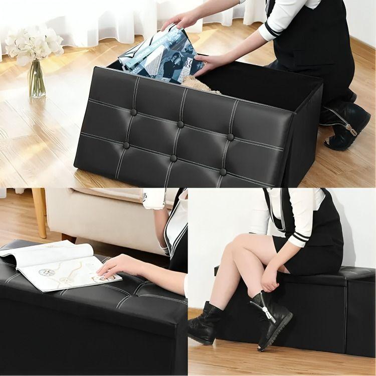 Banqueta Baul Puff Baul Organizador Puff Sillon Tamaño76x38cm-3