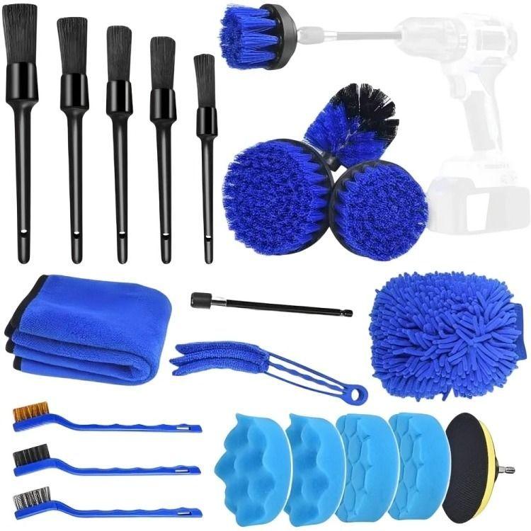 Juego 21 Pzas De Cepillos De Lavado De Autos Pulir Limpieza-0
