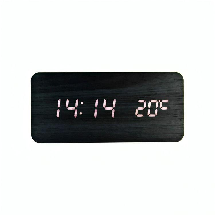 Reloj Digital LED Tipo Madera Zen Negro-0