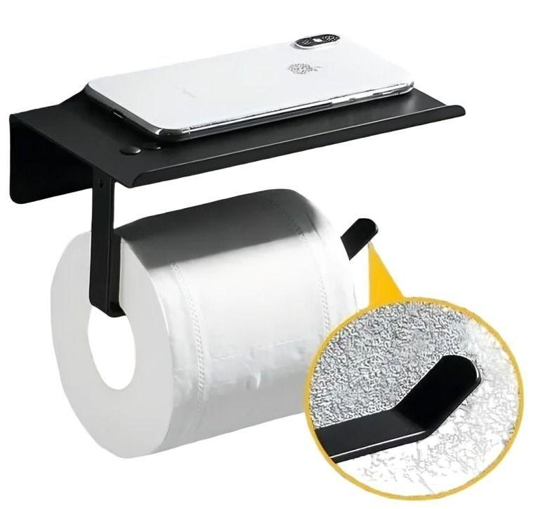 Soporte Papel higiénico y Celular Autoadhesivo de Acero Inoxidable-1