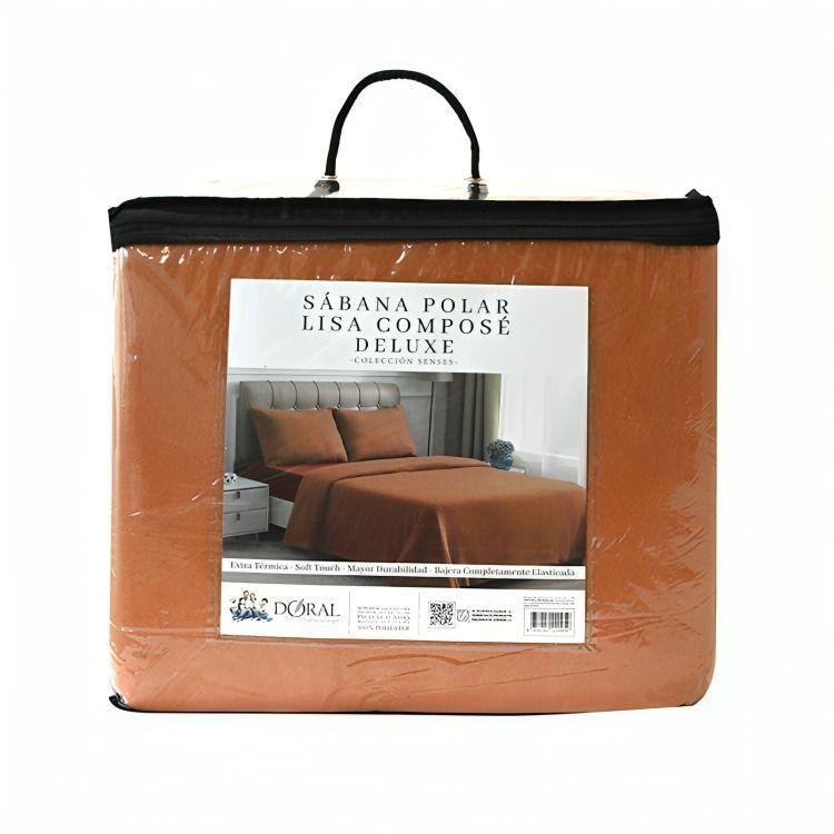 Sábanas Polar Lisa Composé 2 Plazas / Bicolor Terracota – Doral-0