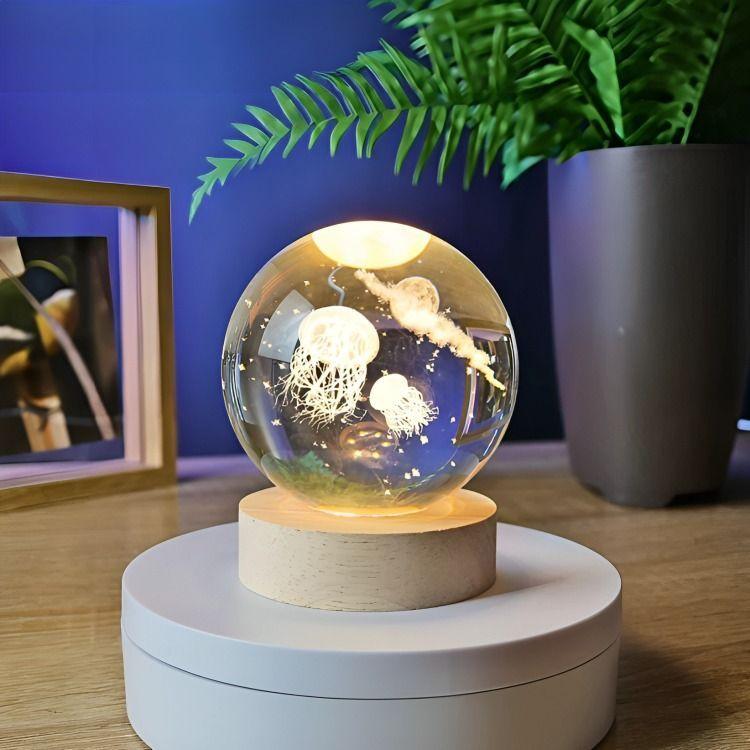 Lampara Bola De Cristal LED Medusas y Luna-2