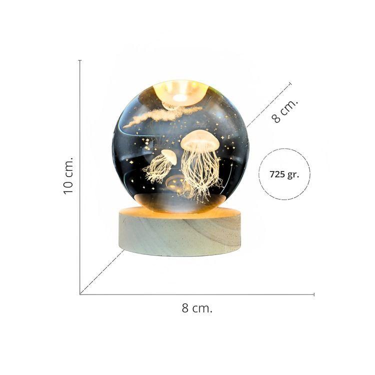Lampara Bola De Cristal LED Medusas y Luna-3