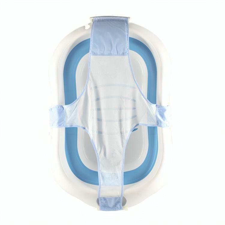 Bañera Bebé Plegable + Malla Seguridad Celeste-2