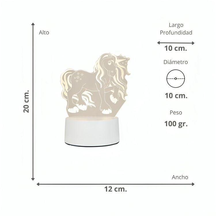 Lámpara LED De Mesa 3D USB Luz Pony Unicornio-2