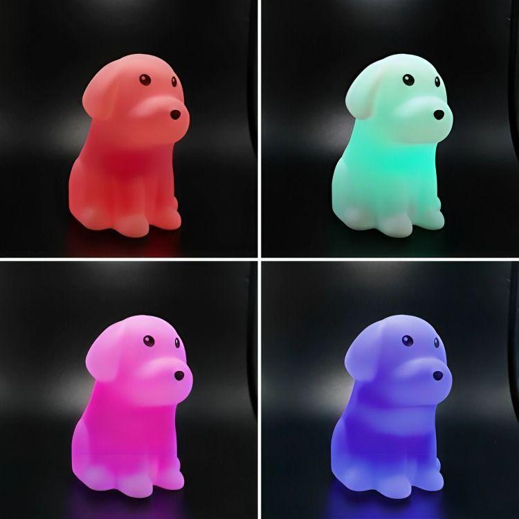 Lámpara de Noche de Silicona LED RGB Squishy Perrito-2
