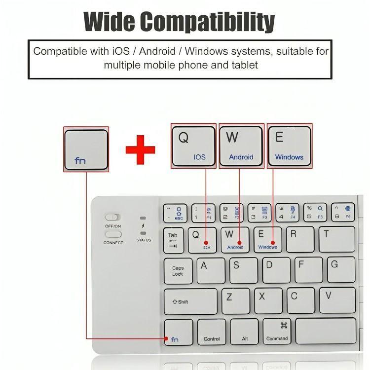 Mini Teclado Inalambrico Plegable Portatil Bluetooth Blanco-2