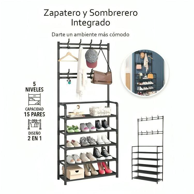 Organizador 2 En 1 De Ropa Perchero Y Zapatero 5 Niveles-3